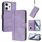 For OPPO Reno14 Pro Global Line Splicing Buckle Retro Leather Phone Case(Purple)