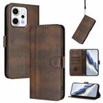 For OPPO Reno14 Pro Global Line Splicing Buckle Retro Leather Phone Case(Brown)