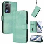 For OPPO A5 5G Global Line Splicing Buckle Retro Leather Phone Case(Mint)