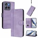 For Motorola Edge 5G 2025 Line Splicing Buckle Retro Leather Phone Case(Purple)