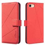For iPhone 6 / 7 / 8 / SE Geometric Pattern RFID Leather Phone Case(Red)