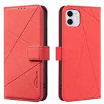 For iPhone 11 Geometric Pattern RFID Leather Phone Case(Red)