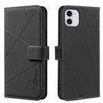 For iPhone 11 Geometric Pattern RFID Leather Phone Case(Black)