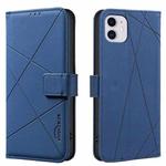 For iPhone 12 / 12 Pro Geometric Pattern RFID Leather Phone Case(Blue)
