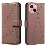 For iPhone 13 / 14 Geometric Pattern RFID Leather Phone Case(Brown)