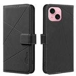 For iPhone 13 / 14 Geometric Pattern RFID Leather Phone Case(Black)