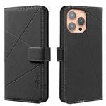 For iPhone 14 Pro Geometric Pattern RFID Leather Phone Case(Black)