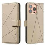 For iPhone 16 Pro Geometric Pattern RFID Leather Phone Case(Beige)