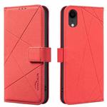 For iPhone XR Geometric Pattern RFID Leather Phone Case(Red)