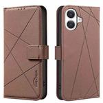 For iPhone 17 Geometric Pattern RFID Leather Phone Case(Brown)