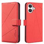 For iPhone 17 Geometric Pattern RFID Leather Phone Case(Red)