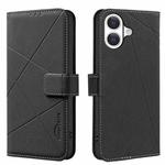 For iPhone 17 Geometric Pattern RFID Leather Phone Case(Black)