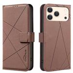 For iPhone 17 Pro Geometric Pattern RFID Leather Phone Case(Brown)
