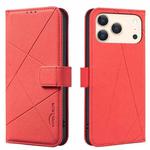 For iPhone 17 Pro Max Geometric Pattern RFID Leather Phone Case(Red)