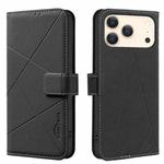 For iPhone 17 Pro Max Geometric Pattern RFID Leather Phone Case(Black)