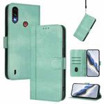 For Motorola Moto E7 Power 2021 Line Splicing Buckle Retro Leather Phone Case(Mint)