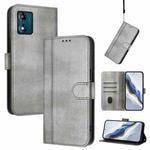 For Motorola Moto E13 2023 4G Line Splicing Buckle Retro Leather Phone Case(Grey)