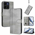 For Motorola Moto G 5G 2025 Line Splicing Buckle Retro Leather Phone Case(Grey)