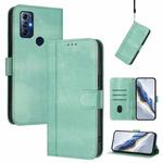 For Motorola Moto G Play 2022 Line Splicing Buckle Retro Leather Phone Case(Mint)