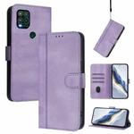 For Motorola Moto G Stylus 5G 2021 Line Splicing Buckle Retro Leather Phone Case(Purple)