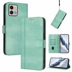 For Motorola Moto G Stylus 5G 2023 Line Splicing Buckle Retro Leather Phone Case(Mint)
