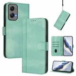 For Motorola Moto G Stylus 5G 2024 Line Splicing Buckle Retro Leather Phone Case(Mint)