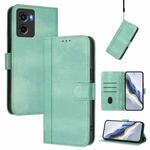 For Motorola Moto G05 / E15 Line Splicing Buckle Retro Leather Phone Case(Mint)