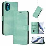 For Motorola Moto E32 India / G22 4G Line Splicing Buckle Retro Leather Phone Case(Mint)
