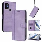 For Motorola Moto G30 / G20 / G10 Line Splicing Buckle Retro Leather Phone Case(Purple)