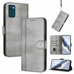 For Motorola Moto G42 4G Line Splicing Buckle Retro Leather Phone Case(Grey)