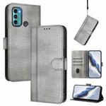 For Motorola Moto G60 / G40 Fusion Line Splicing Buckle Retro Leather Phone Case(Grey)