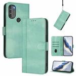 For Motorola Moto G71 5G Line Splicing Buckle Retro Leather Phone Case(Mint)