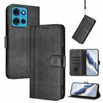 For Motorola Moto G75 5G Line Splicing Buckle Retro Leather Phone Case(Black)
