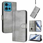For Motorola Moto G75 5G Line Splicing Buckle Retro Leather Phone Case(Grey)