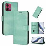 For Motorola Moto G84 5G Line Splicing Buckle Retro Leather Phone Case(Mint)