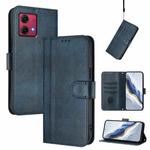 For Motorola Moto G84 5G Line Splicing Buckle Retro Leather Phone Case(Dark Blue)