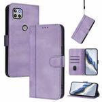 For Motorola Moto One 5G Ace 2021 Line Splicing Buckle Retro Leather Phone Case(Purple)