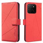 For Honor X5B Geometric Pattern RFID Leather Phone Case(Red)