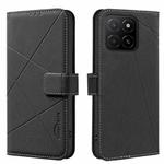 For Honor X5B Geometric Pattern RFID Leather Phone Case(Black)