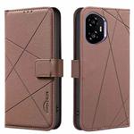 For Honor 300 Geometric Pattern RFID Leather Phone Case(Brown)