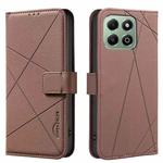 For Honor X6B Geometric Pattern RFID Leather Phone Case(Brown)