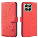 For Honor X6B Geometric Pattern RFID Leather Phone Case(Red)