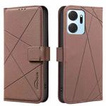 For Honor X7A Geometric Pattern RFID Leather Phone Case(Brown)