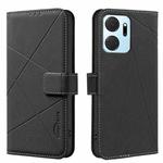 For Honor X7A Geometric Pattern RFID Leather Phone Case(Black)