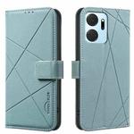 For Honor X7A Geometric Pattern RFID Leather Phone Case(Green)