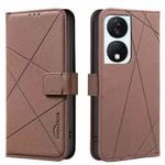 For Honor X7B Geometric Pattern RFID Leather Phone Case(Brown)
