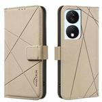 For Honor X7B Geometric Pattern RFID Leather Phone Case(Beige)