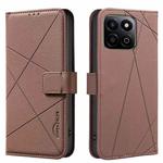 For Honor X7C / 200 Smart Geometric Pattern RFID Leather Phone Case(Brown)
