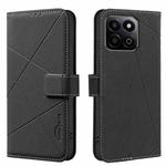 For Honor X7C / 200 Smart Geometric Pattern RFID Leather Phone Case(Black)