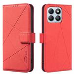 For Honor X8B Geometric Pattern RFID Leather Phone Case(Red)